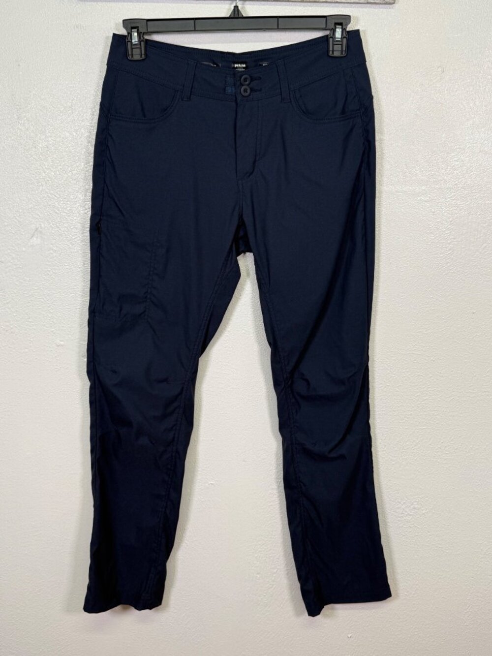PrAna Womens Straight Fit Navy Pants Size 8 Nylon Pockets Outdoors Granola